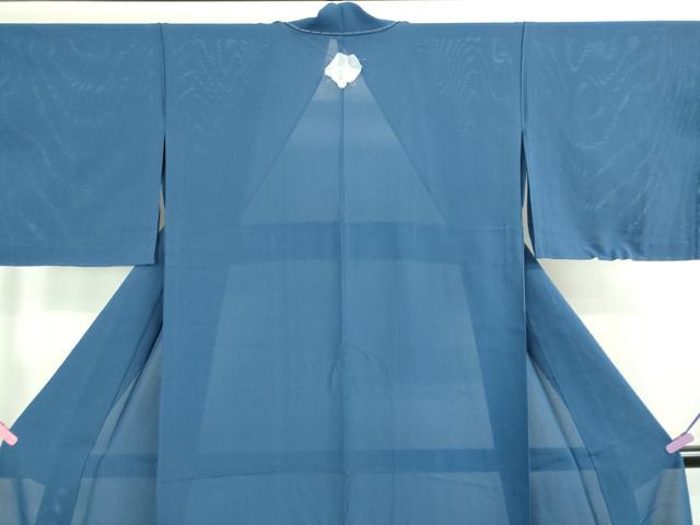 平和屋着物＊極上 夏物 色無地 絽 堅牢染 濃い深縹色 反端付き 逸品 未使用 DZAB1074kh5