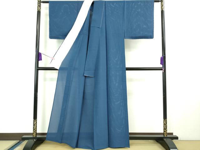 平和屋着物＊極上 夏物 色無地 絽 堅牢染 濃い深縹色 反端付き 逸品 未使用 DZAB1074kh5