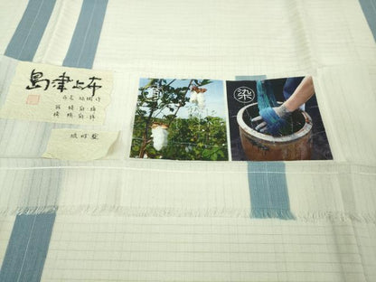 平和屋着物＊希少 夏物 島津上布 琉球藍 永長祐樹作 間道 証紙付き 逸品 未使用 DZAB1099kh5