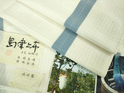 平和屋着物＊希少 夏物 島津上布 琉球藍 永長祐樹作 間道 証紙付き 逸品 未使用 DZAB1099kh5