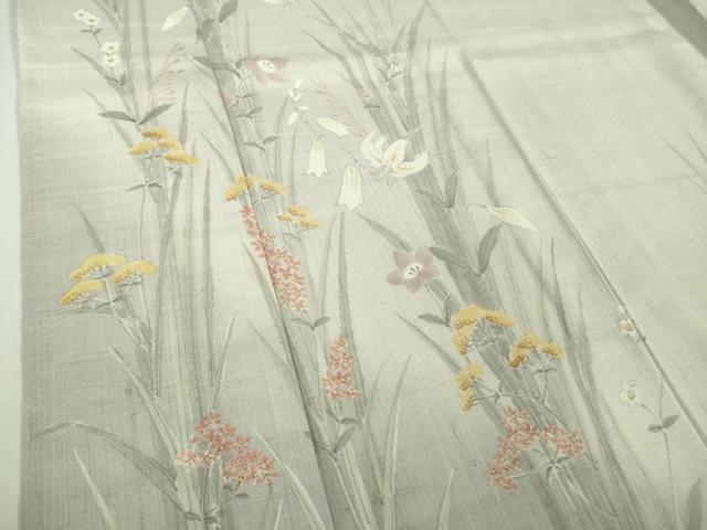 平和屋着物＊極上 夏物 訪問着 生紬 手描き 草花文 桜色地 逸品 未使用 DZAB1103kh5