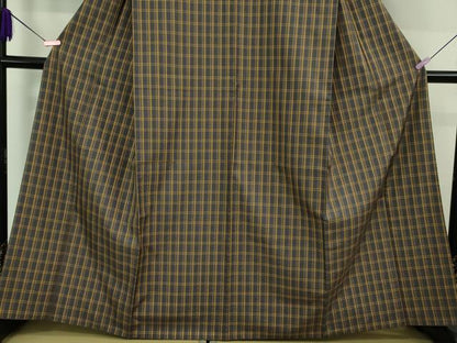 平和屋本店●極上　紬　市松綾織　格子　逸品　DZAB1105kh6
