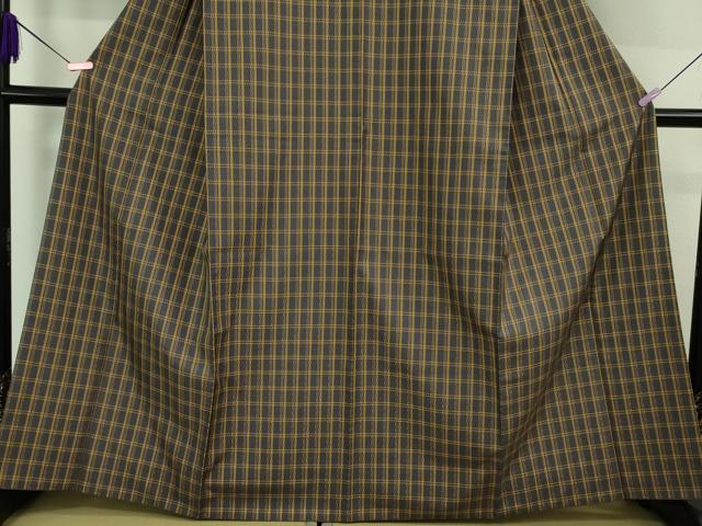 平和屋本店●極上　紬　市松綾織　格子　逸品　DZAB1105kh6
