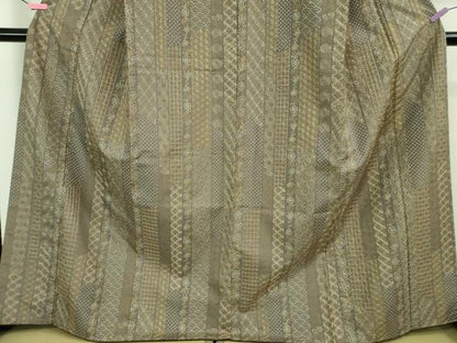 平和屋本店■極上　紬　刺し子　総刺繍　名物裂花間道　煤色地　逸品　DZAB1107kh5
