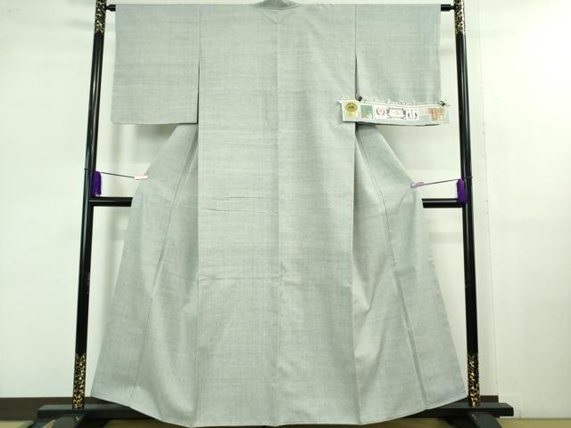平和屋本店■極上　本場結城紬　重要無形文化財　機織り:中山光枝　色無地　灰青色　井上商事謹製　証紙付き　逸品　DZAB1108kh5