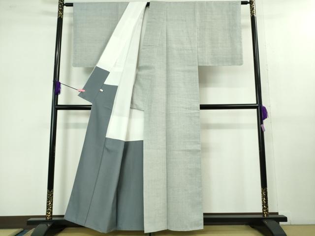 平和屋本店■極上　本場結城紬　重要無形文化財　機織り:中山光枝　色無地　灰青色　井上商事謹製　証紙付き　逸品　DZAB1108kh5