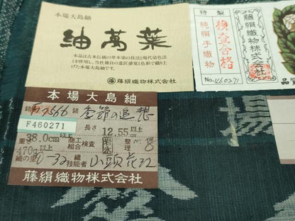平和屋本店■極上　都喜ヱ門　本場大島紬　紬萬葉　9マルキ　季節の追想　藤絹織物謹製　証紙付き　逸品　DZAB1109kh5