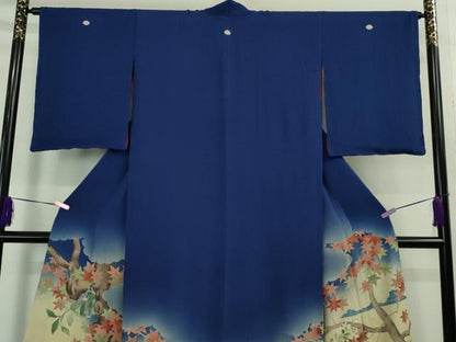 平和屋着物●極上 アンティーク 大正ロマン 色留袖 刺繍 楓菊花文 暈し染め 金彩 逸品 DZAB1113kh5