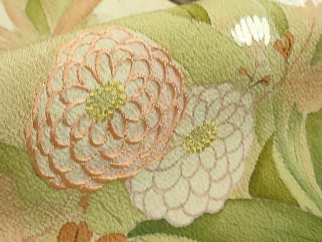 平和屋着物●極上 アンティーク 大正ロマン 色留袖 刺繍 楓菊花文 暈し染め 金彩 逸品 DZAB1113kh5