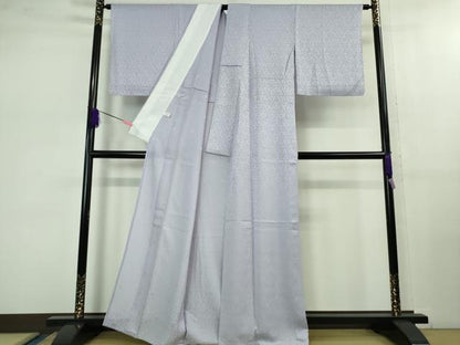 平和屋着物＊極上 夏物 色無地 花紋紗 白藤色 逸品 DZAB1115kh5