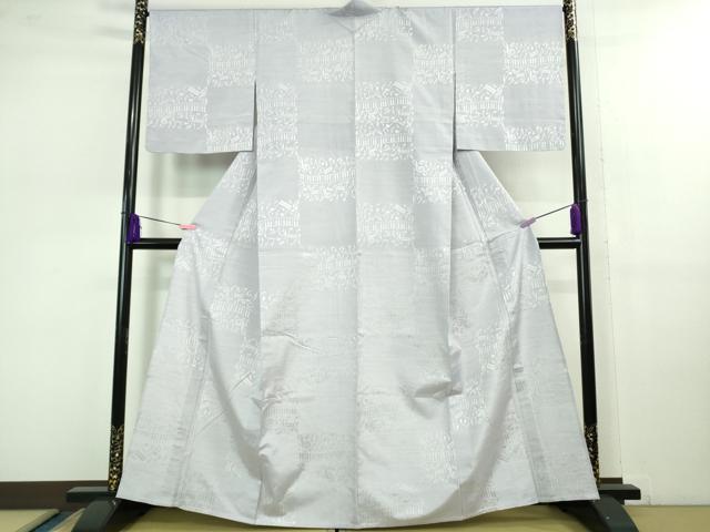 平和屋着物■極上　桐生織　影絵織彩紬　単衣　音符　ピアノ　薄葡萄色地　泉織物謹製　証紙付き　逸品　DZAB1117kh5