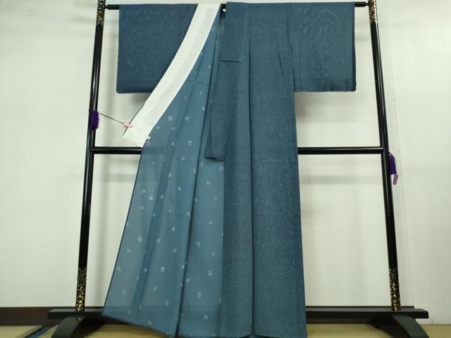 平和屋着物＊極上 夏物 伝統工芸士 保科土山 江戸小紋 絽 霰文 紺瑠璃色地 逸品 未使用 DZAB1121kh5