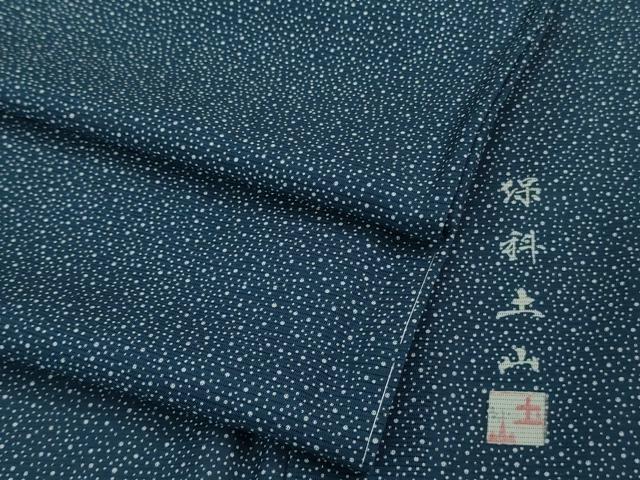 平和屋着物＊極上 夏物 伝統工芸士 保科土山 江戸小紋 絽 霰文 紺瑠璃色地 逸品 未使用 DZAB1121kh5