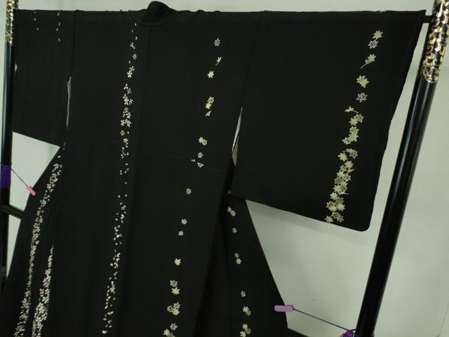平和屋本店■極上　山口静樹　山口美術織物　訪問着　御衣　錦繍　総刺繍　花間道　黒地　冊子付き　逸品　DZAB1122kh5