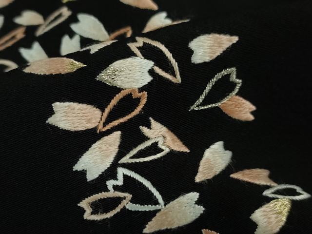 平和屋本店■極上　山口静樹　山口美術織物　訪問着　御衣　錦繍　総刺繍　花間道　黒地　冊子付き　逸品　DZAB1122kh5