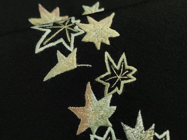 平和屋本店■極上　山口静樹　山口美術織物　訪問着　御衣　錦繍　総刺繍　花間道　黒地　冊子付き　逸品　DZAB1122kh5