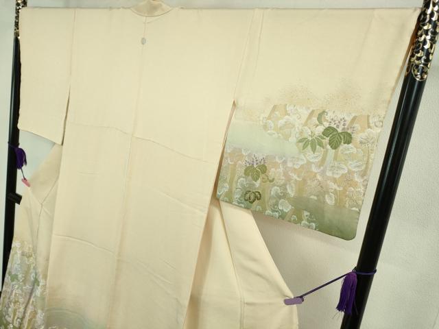 平和屋本店■極上　山口美術織物 皇室 伊勢神宮御用 西陣織 訪問着 錦繍 お召地 立涌桐花文　薄卵色地　暈し染め　金糸　逸品　DZAB1125kh5