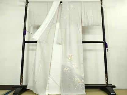 平和屋着物＊極上 夏物 訪問着 友禅 絽 色紙花文 薄桜色地 暈し染め 逸品 DZAB1132kh5