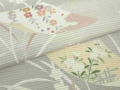 平和屋着物＊極上 夏物 訪問着 友禅 絽 色紙花文 薄桜色地 暈し染め 逸品 DZAB1132kh5