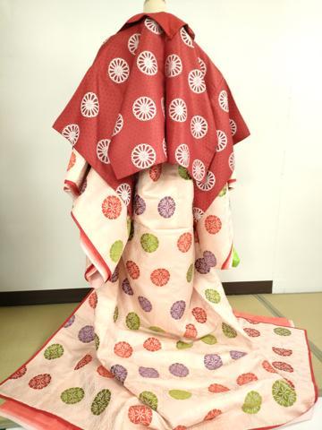 平和屋本店■希少　十二単セット　和装 婚礼　結婚式 神社挙式　唐織　唐衣・表着・五つ衣・内衣・長袴　花丸文　箱付き　逸品 DZAB1140kh5