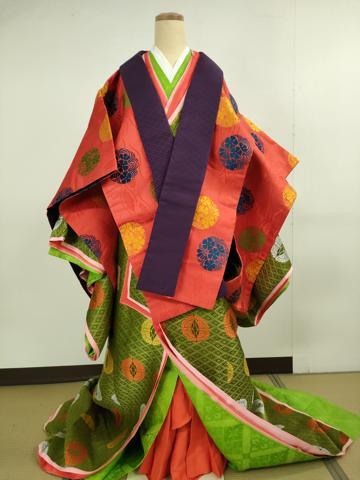 平和屋本店■希少 十二単セット 和装 婚礼 結婚式 神社挙式 唐織 唐衣・表着・五つ衣・内衣・半襦袢・袴・裳 箱付き 逸品　DZAB1141kh5