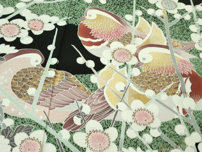 平和屋着物●極上 京友禅作家 山科春宣 黒留袖 鴛鴦梅菊文 たたき染め 逸品 DZAB1142kh5