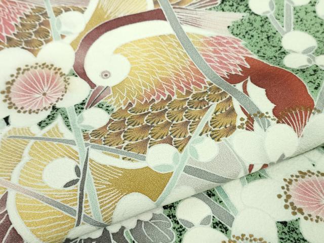 平和屋着物●極上 京友禅作家 山科春宣 黒留袖 鴛鴦梅菊文 たたき染め 逸品 DZAB1142kh5