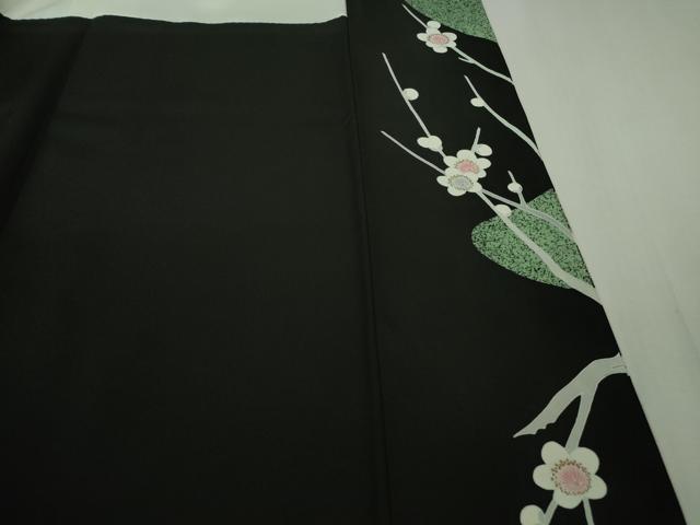 平和屋着物●極上 京友禅作家 山科春宣 黒留袖 鴛鴦梅菊文 たたき染め 逸品 DZAB1142kh5