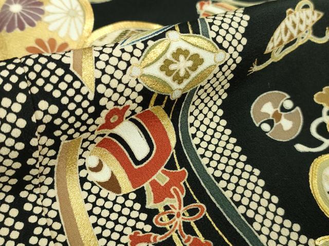 平和屋本店■極上　創業460年・千總　黒留袖　駒刺繍　宝尽くし　立波松文　金彩　高島屋扱い　逸品　DZAB1143kh5