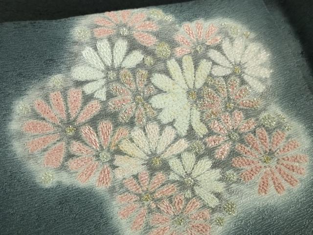平和屋着物●極上 十日町 名門 滝泰謹製 訪問着 相良刺繍 駒刺繍 舞花文 黒地 暈し染め 金銀糸 逸品 未使用 DZAB1144kh5