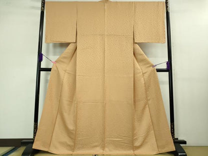 平和屋着物●極上 色無地 お召地 桜地紋 洗柿色 逸品 未使用 DZAB1151kh5