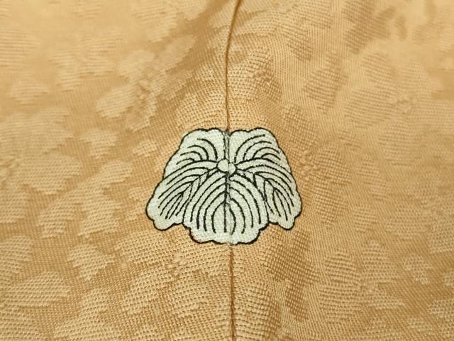 平和屋着物●極上 色無地 お召地 桜地紋 洗柿色 逸品 未使用 DZAB1151kh5