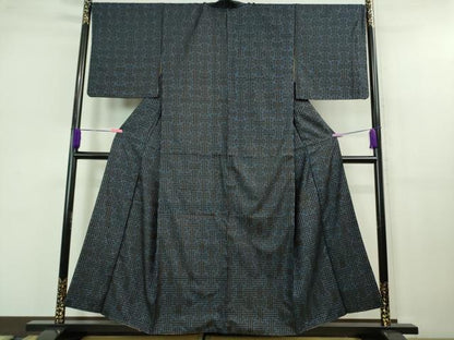 平和屋着物●希少 本場大島紬 龍郷絣 秋名バラ 逸品 DZAB1158kh5