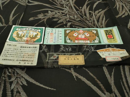 平和屋本店■極上　本場大島紬　恵大島織物　二代目・恵美知雄謹製　9マルキ　古代染色純泥染　蘭花　証紙付き　逸品　未使用　DZAB1160kh5