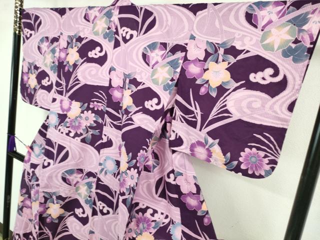 平和屋着物∴極上 夏物 撫松庵 綿絽 浴衣 流水花文 綿 逸品 DZAB1167kh5