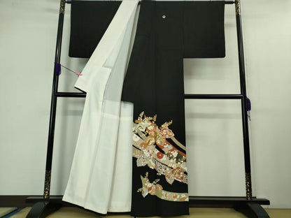 平和屋本店■極上　創業460年・千總　黒留袖　駒刺繍　鬘帯桐花文　金彩　逸品　DZAB1173kh5