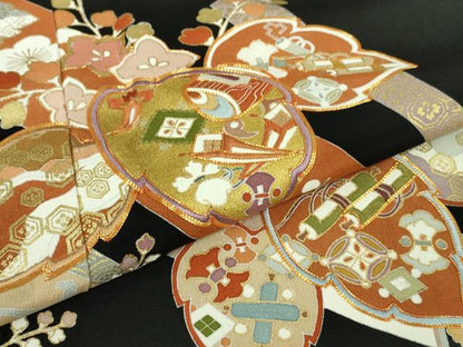 平和屋本店■極上　創業460年・千總　黒留袖　駒刺繍　鬘帯桐花文　金彩　逸品　DZAB1173kh5