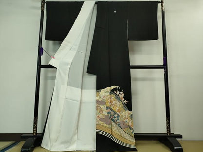 平和屋着物●極上 創業460年・千總 黒留袖 駒刺繍 宝尽くし 立波文 金彩 三越扱い 逸品 DZAB1176kh5