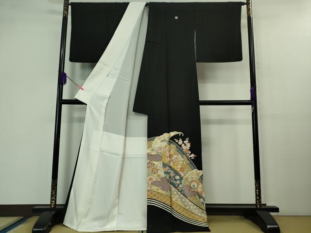 平和屋着物●極上 創業460年・千總 黒留袖 駒刺繍 宝尽くし 立波文 金彩 三越扱い 逸品 DZAB1176kh5