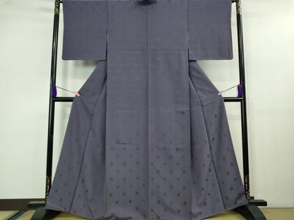 平和屋着物●極上 付下げ お召地 黒防染 丸地紋 菫色 伊と幸 反端付き 逸品 未使用 DZAB1184kh5