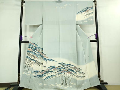 平和屋本店■希少　人間国宝　山田貢　訪問着　刺繍　松　淡藤色地　金彩　小田急百貨店扱い　逸品　未使用　DZAB1189kh5