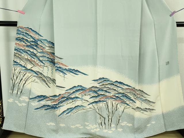 平和屋本店■希少　人間国宝　山田貢　訪問着　刺繍　松　淡藤色地　金彩　小田急百貨店扱い　逸品　未使用　DZAB1189kh5