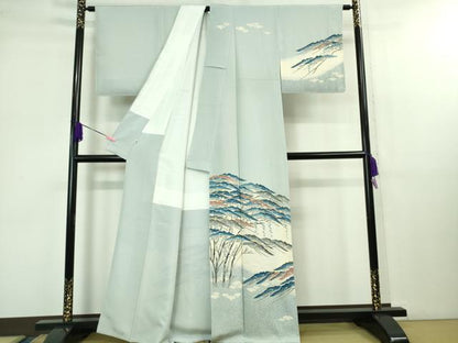 平和屋本店■希少　人間国宝　山田貢　訪問着　刺繍　松　淡藤色地　金彩　小田急百貨店扱い　逸品　未使用　DZAB1189kh5