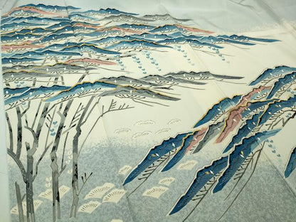 平和屋本店■希少　人間国宝　山田貢　訪問着　刺繍　松　淡藤色地　金彩　小田急百貨店扱い　逸品　未使用　DZAB1189kh5