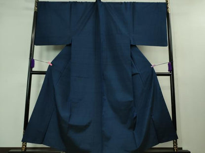 平和屋着物■極上　男性　紬　アンサンブル　キングサイズ　長羽織　色無地　留紺色　逸品　DZAB1194kh5