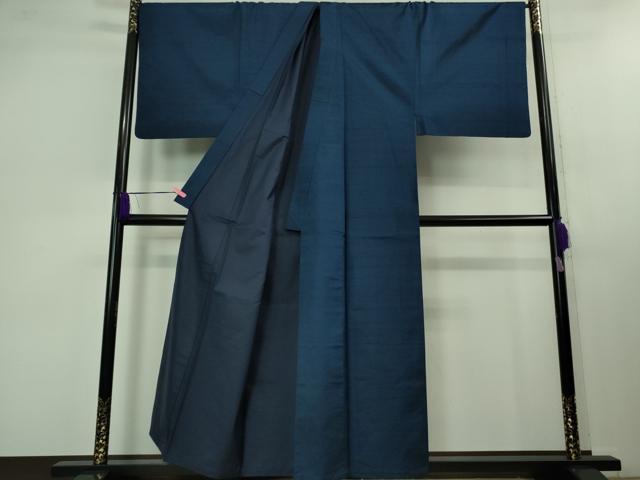 平和屋着物■極上　男性　紬　アンサンブル　キングサイズ　長羽織　色無地　留紺色　逸品　DZAB1194kh5