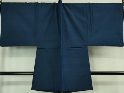 平和屋着物■極上　男性　紬　アンサンブル　キングサイズ　長羽織　色無地　留紺色　逸品　DZAB1194kh5
