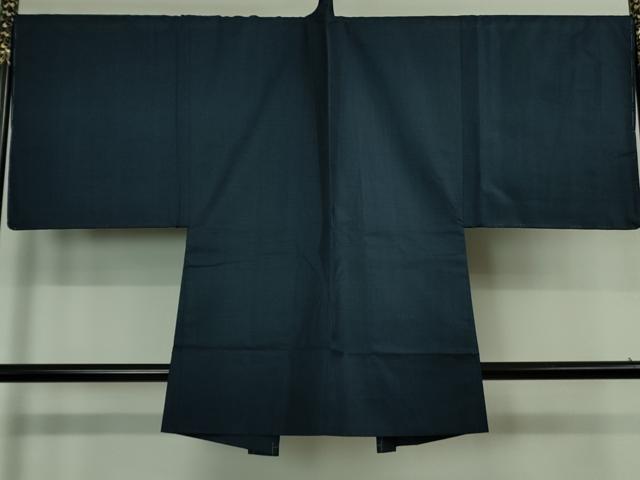 平和屋着物●極上 男性 お召 アンサンブル キングサイズ 100亀甲 濃藍色 逸品 未使用 DZAB1197kh5