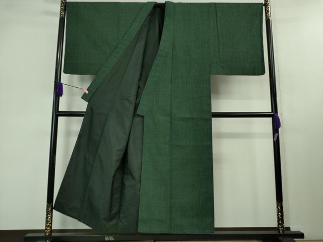 平和屋本店■極上　男性　本場結城紬　要無形文化財　アンサンブル　色無地　天鵞絨色　証紙付き　逸品　DZAB1198kh5