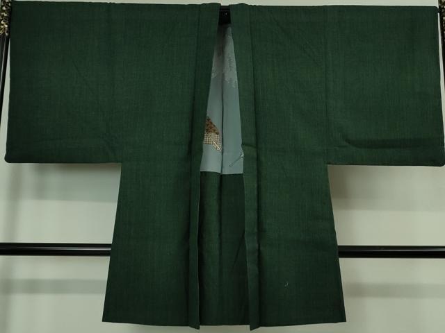 平和屋本店■極上　男性　本場結城紬　要無形文化財　アンサンブル　色無地　天鵞絨色　証紙付き　逸品　DZAB1198kh5